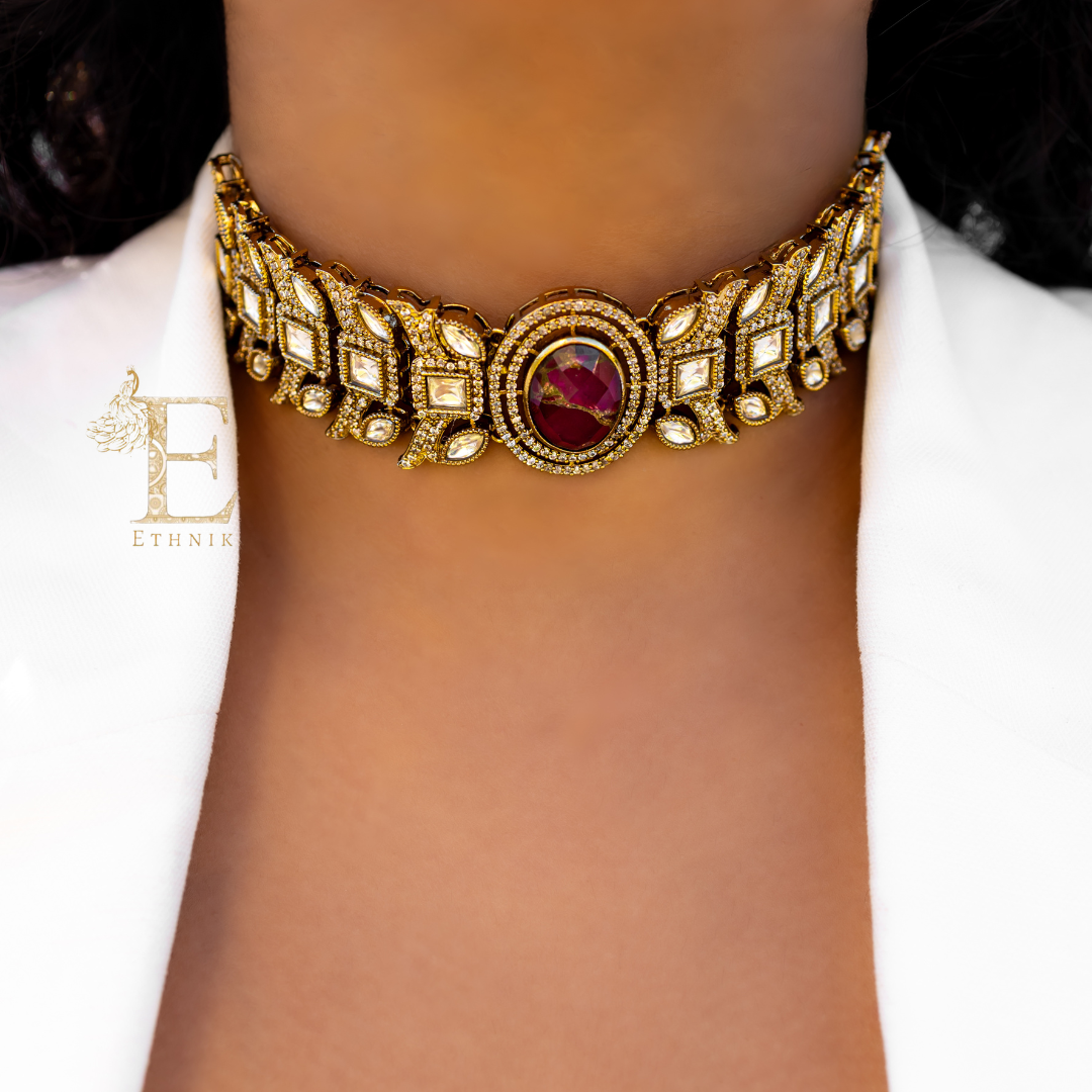 Navya Necklace Set Ruby
