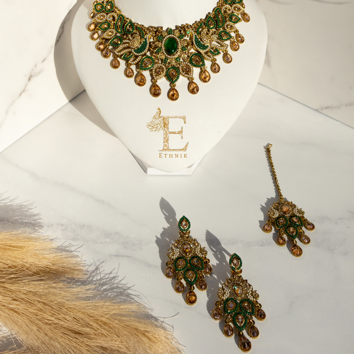 Mayura Necklace Set Emerald