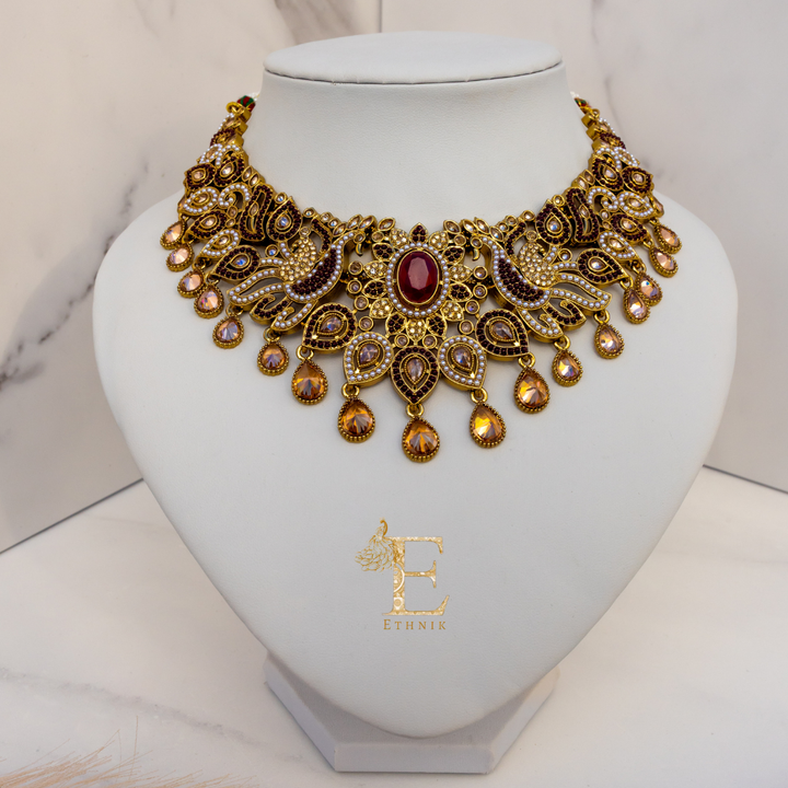 Mayura Necklace Set Ruby