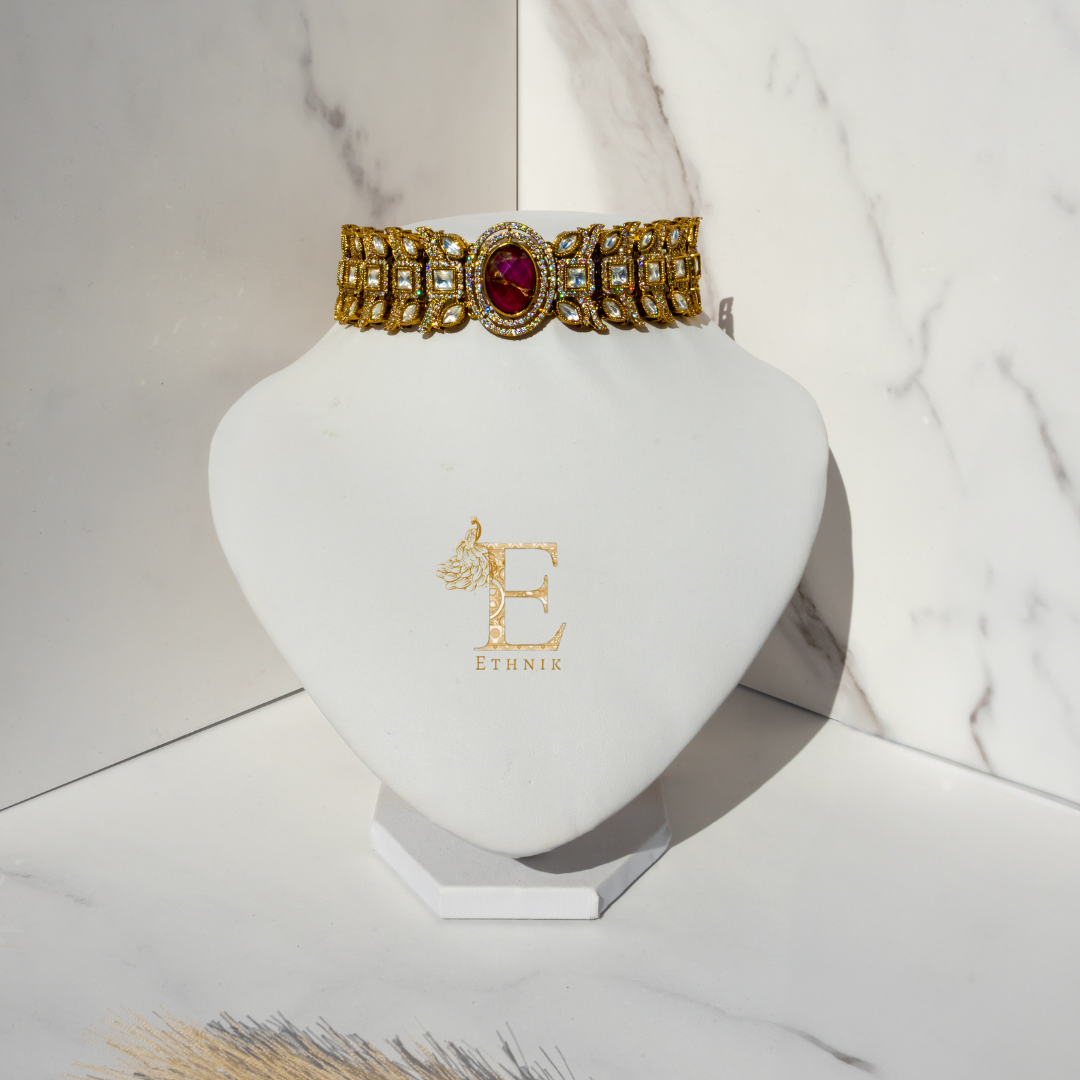 Navya Necklace Set Ruby