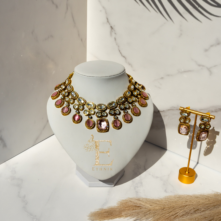 Rajkumari Necklace Set Pink