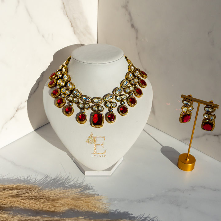 Rajkumari Necklace Set Ruby