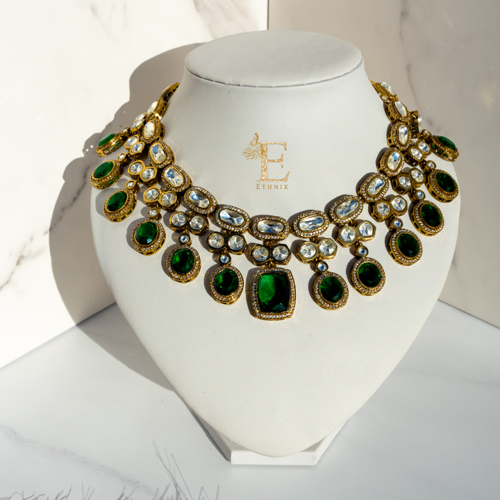 Rajkumari Necklace Set Emerald